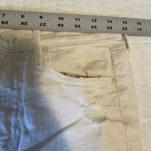 Mother Denim The Flirt Chew Ankle Unnatural Acts Ivory Straight Jeans Sz 25 High - Picture 13 of 16